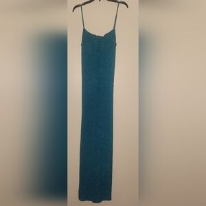 Vintage Y2K City Triangles Teal Maxi Dress M